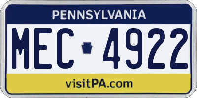 PA license plate MEC4922