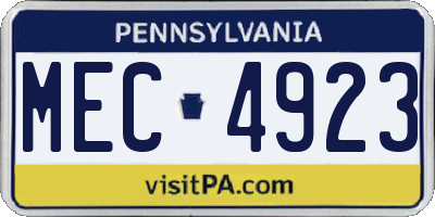 PA license plate MEC4923