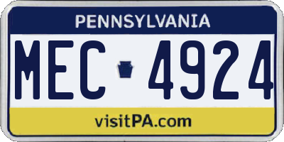 PA license plate MEC4924