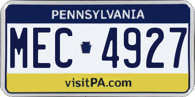 PA license plate MEC4927