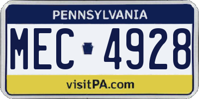 PA license plate MEC4928