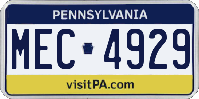 PA license plate MEC4929