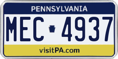 PA license plate MEC4937