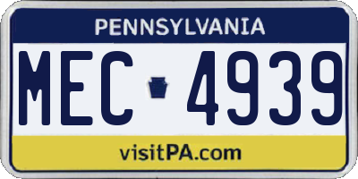 PA license plate MEC4939
