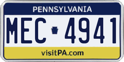 PA license plate MEC4941