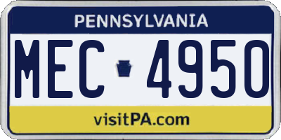PA license plate MEC4950