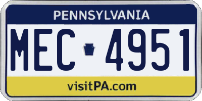 PA license plate MEC4951
