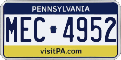 PA license plate MEC4952