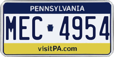 PA license plate MEC4954