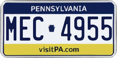 PA license plate MEC4955