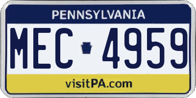 PA license plate MEC4959