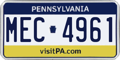 PA license plate MEC4961