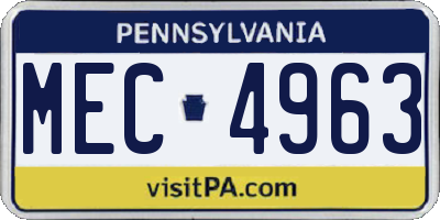 PA license plate MEC4963