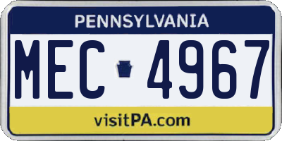 PA license plate MEC4967