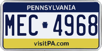 PA license plate MEC4968