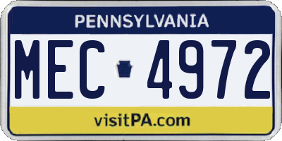 PA license plate MEC4972