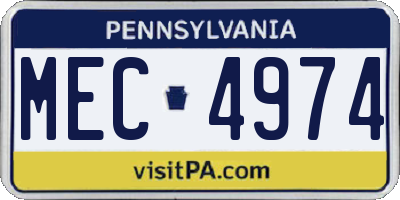 PA license plate MEC4974