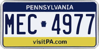 PA license plate MEC4977