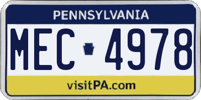 PA license plate MEC4978