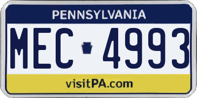 PA license plate MEC4993