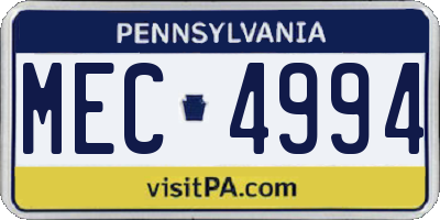 PA license plate MEC4994