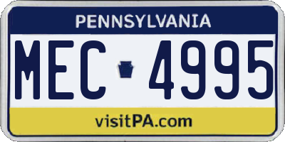 PA license plate MEC4995