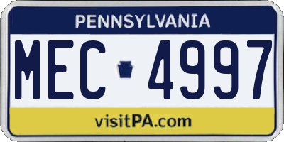 PA license plate MEC4997