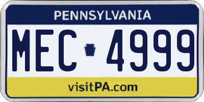 PA license plate MEC4999