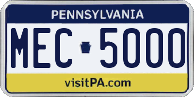 PA license plate MEC5000