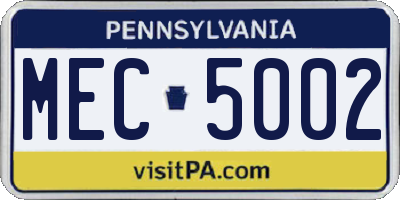 PA license plate MEC5002