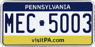 PA license plate MEC5003