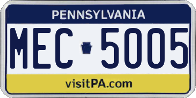 PA license plate MEC5005