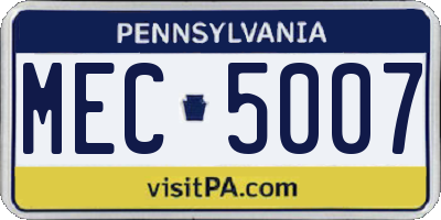 PA license plate MEC5007