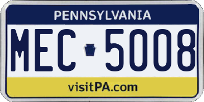 PA license plate MEC5008