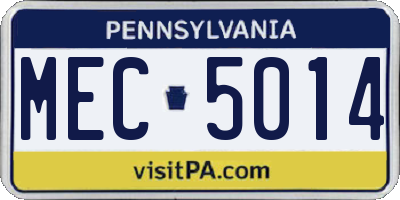 PA license plate MEC5014