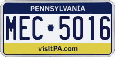 PA license plate MEC5016