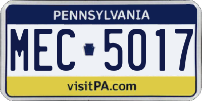 PA license plate MEC5017
