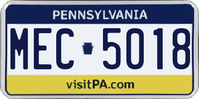 PA license plate MEC5018