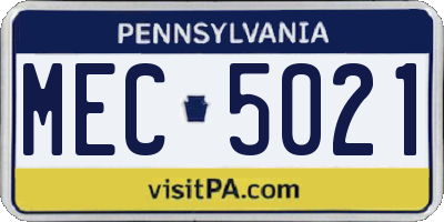 PA license plate MEC5021