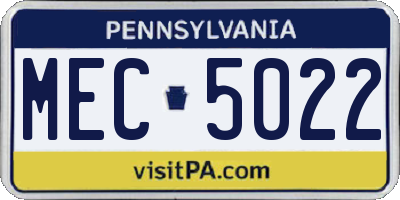 PA license plate MEC5022