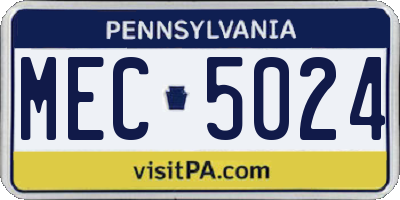 PA license plate MEC5024