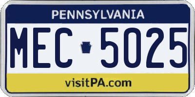 PA license plate MEC5025