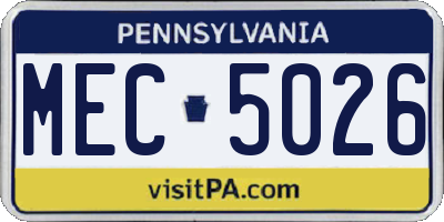 PA license plate MEC5026