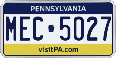 PA license plate MEC5027