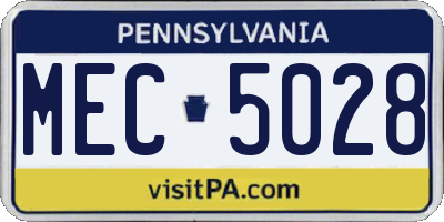 PA license plate MEC5028