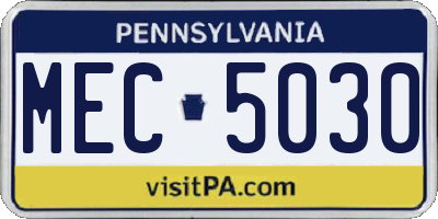 PA license plate MEC5030