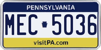 PA license plate MEC5036