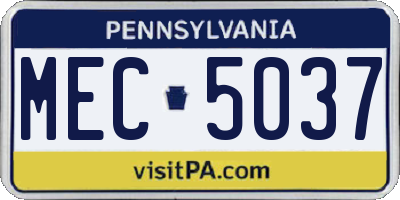 PA license plate MEC5037