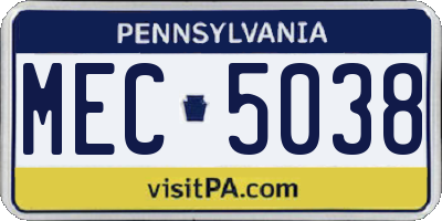 PA license plate MEC5038