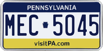 PA license plate MEC5045